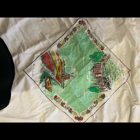 Vintage Dutch Amsterdam silk scarf tourist square 17”